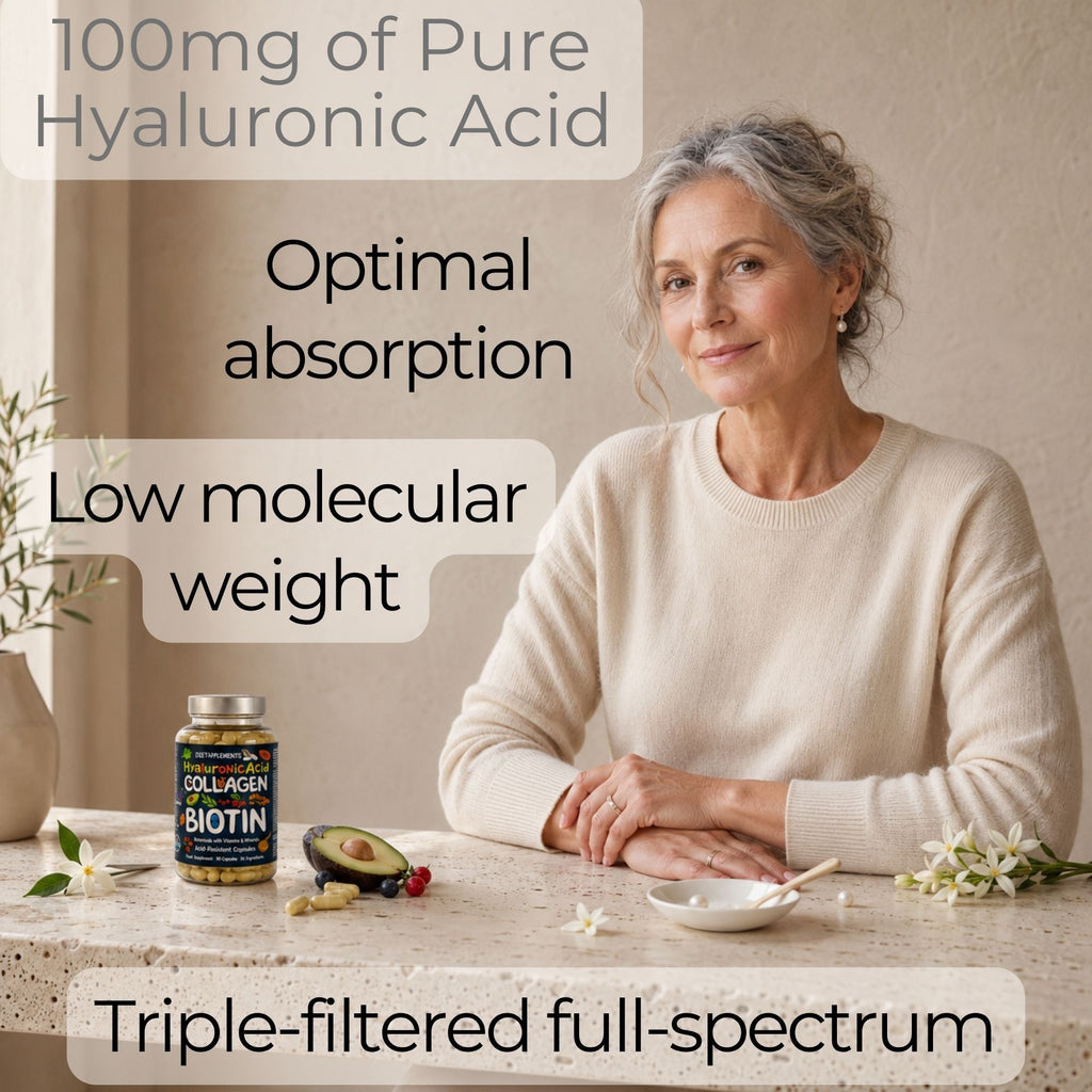 Marine Collagen, Hyaluronic Acid, Biotin, Vitamins, Minerals & Superfood - 35 Ingredients