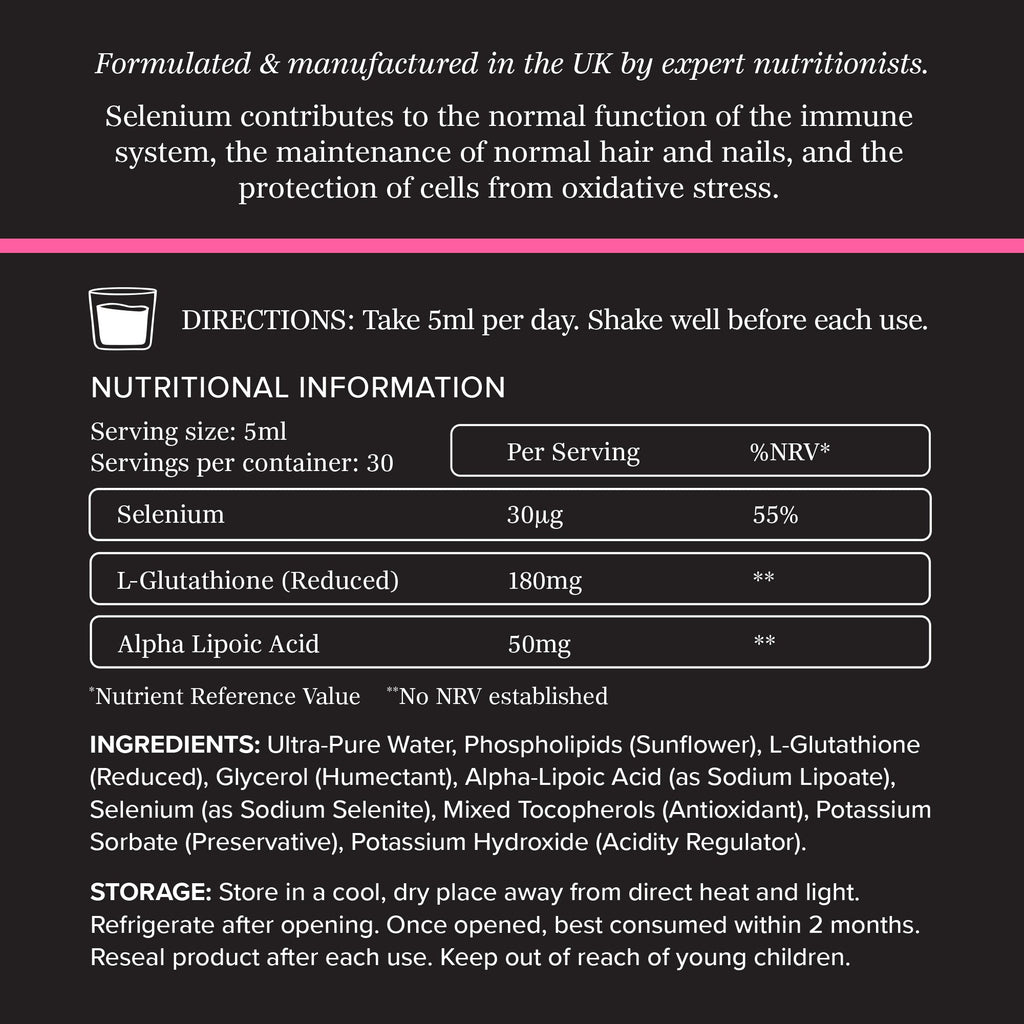 Liposomal Glutathione, Alpha Lipoic Acid & Selenium 150ml | Antioxidant Support