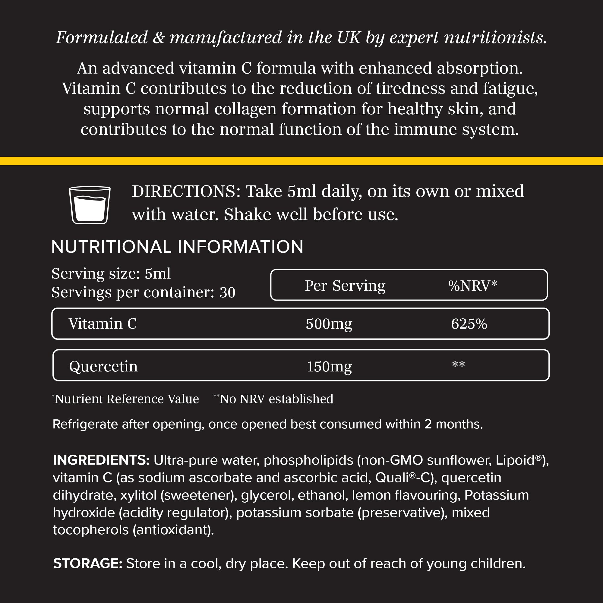 Vitamin C & Quercetin Monohydrate Supplement 150ml