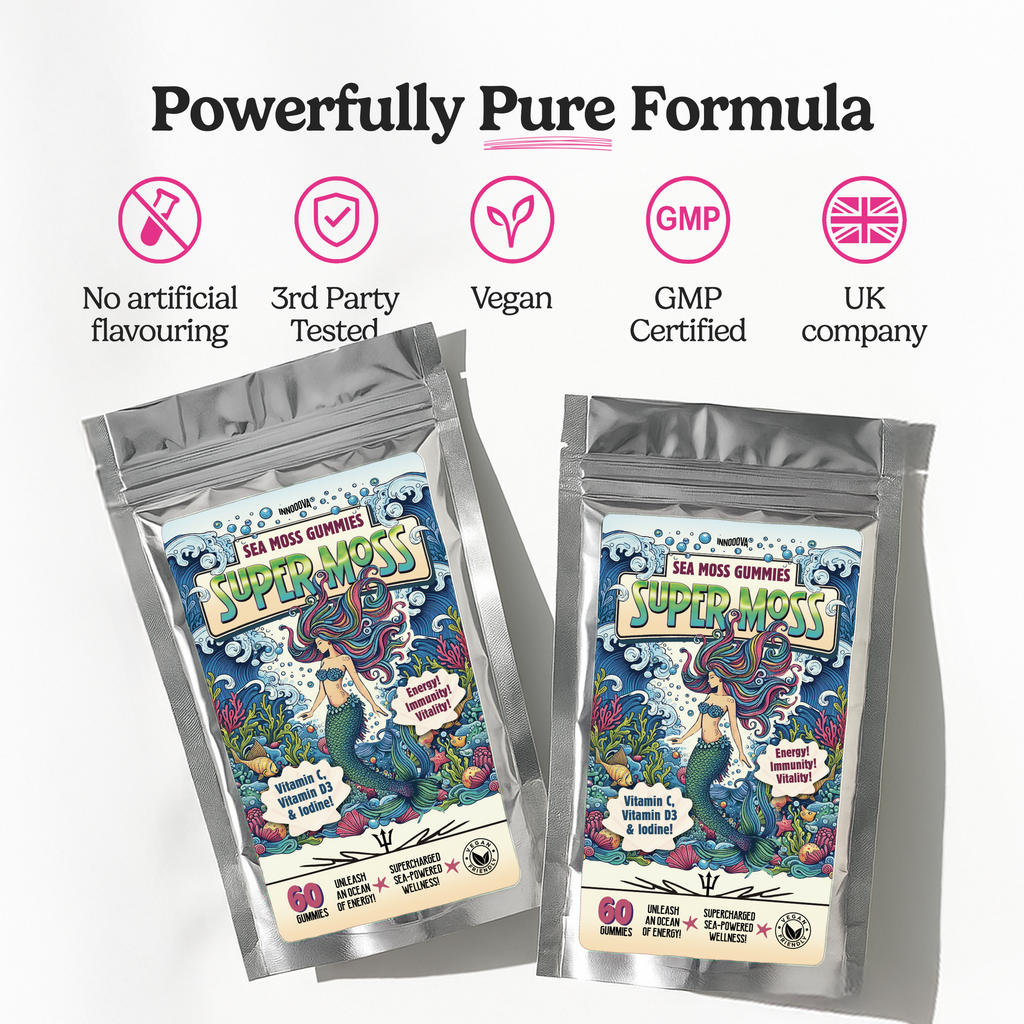 SuperMoss Sea Moss Gummies | Apple Flavour | 60 Gummies | Sea-Powered Energy & Vitality