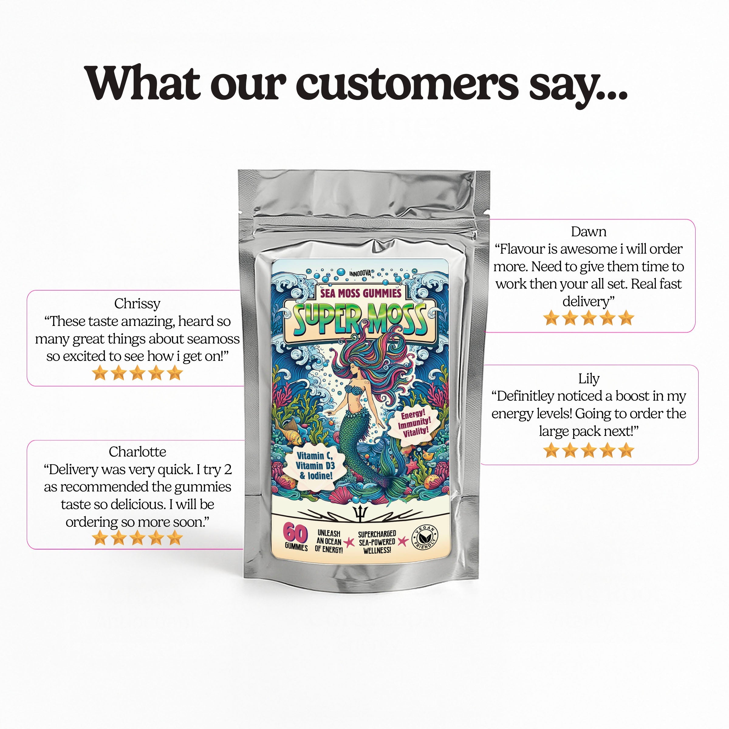 SuperMoss Sea Moss Gummies | Apple Flavour | 60 Gummies | Sea-Powered Energy & Vitality