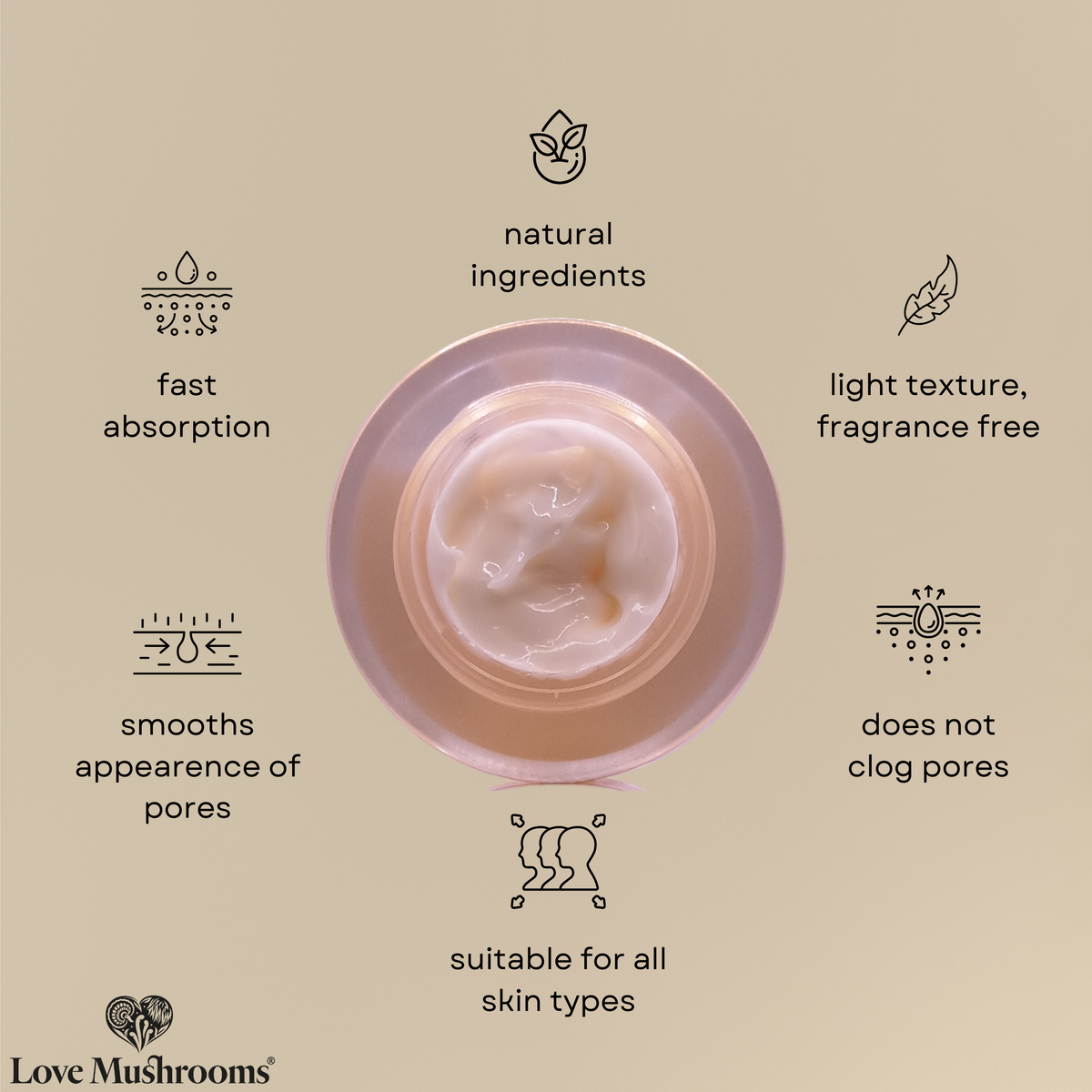 Mushroom Collagen Moisturising Cream with White Truffle & Tremella | Deep Hydration Face Cream