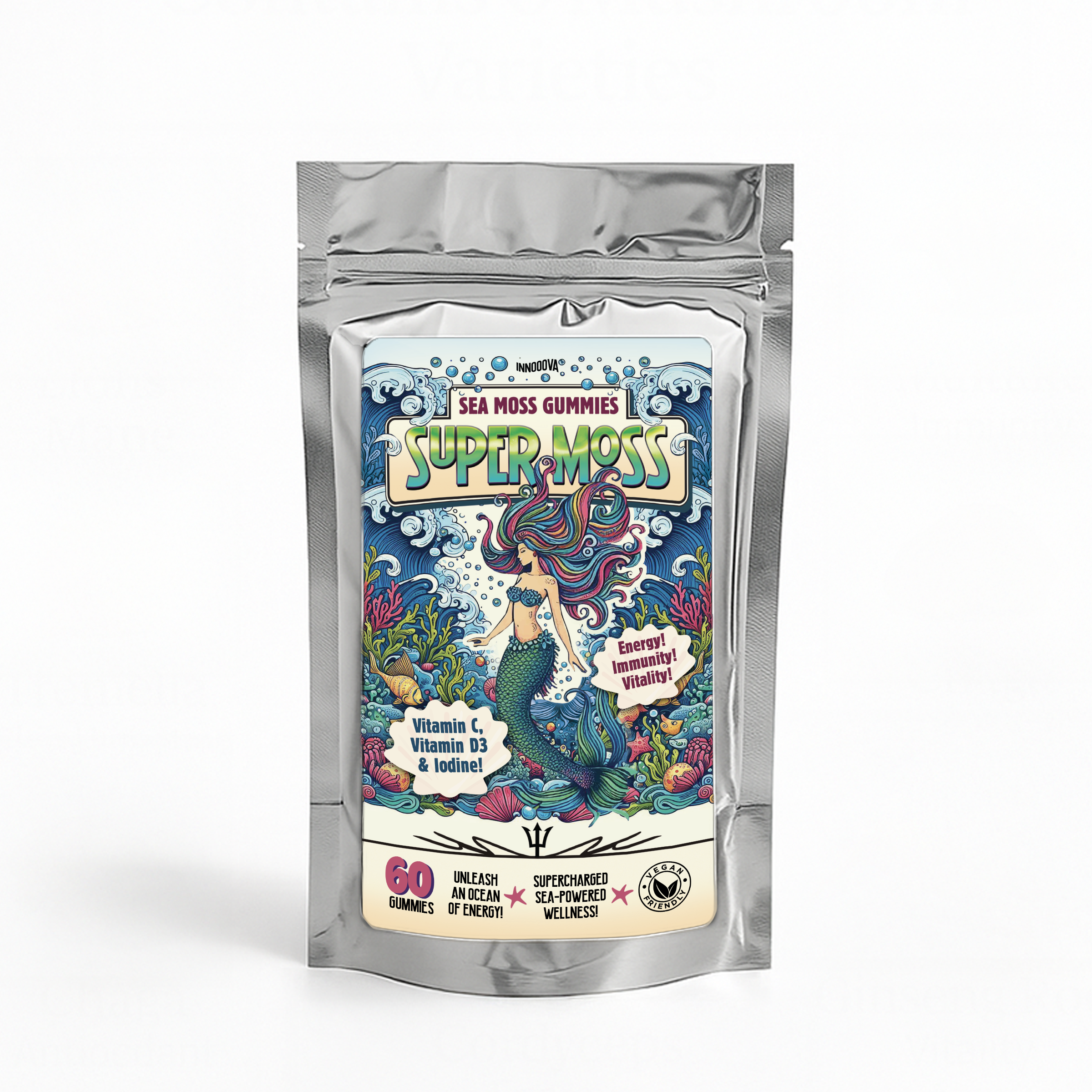 SuperMoss Sea Moss Gummies | Apple Flavour | 60 Gummies | Sea-Powered Energy & Vitality